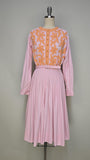 1960s Dress / Anne Klein Dress / Shirtwaist Dress / Pink Dress / Floral Dress / junior sophisticates / Fit & Flare Dress / Size Small