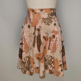1960s Mini Skirt / Circle Skirt / Novelty Print Skirt / Mini Circle Skirt / Size Small Medium