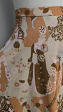 1960s Mini Skirt / Circle Skirt / Novelty Print Skirt / Mini Circle Skirt / Size Small Medium