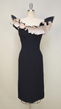 1960s Dress / Little Black Dress / 1960s Cocktail Dress / Jean f California / Statement Collar / Size Small