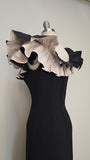 1960s Dress / Little Black Dress / 1960s Cocktail Dress / Jean f California / Statement Collar / Size Small