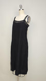 Authentic 1920s Dress and Slip Set / 20s Sheer Black Silk / Size Small Extra Small XS
