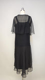 Authentic 1920s Dress and Slip Set / 20s Sheer Black Silk / Size Small Extra Small XS