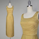 1960s Gold Gown / Lamé Gown / Metallic Gown / Gold Formal Dress / Gold Lamé Evening Dress / Marilyn Dress / Size Small