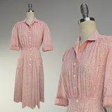 1930s Dress / 1930s Housedress / Lawn Dress / Floral Dress / 1930s Day Dress / Pink Summer Dress / Size Small