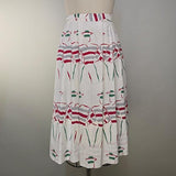 1950s Skirt / Novelty Print Skirt / French Sailors / Cotton Skirt / Size Small