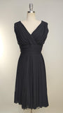 1950s Dress / 1950s Chiffon Dress / Black Cocktail Dress / Party Dress / Size Medium