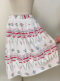 1950s Skirt / Novelty Print Skirt / French Sailors / Cotton Skirt / Size Small