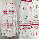 1950s Skirt / Novelty Print Skirt / French Sailors / Cotton Skirt / Size Small