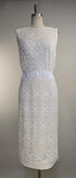 1960s Dress / White Cocktail Dress / White Lace Dress / Casual Wedding Dress / White Sheath Dress / Party Dress / Size Small