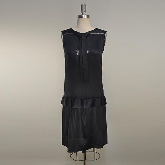 satin flapper dress 1920s Green Satin Gown
