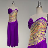 1980s Dress / Gottex Dress / Purple Spandex Dress / Party Dress / Disco Dress / Size Small - Medium
