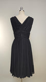 1950s Dress / 1950s Chiffon Dress / Black Cocktail Dress / Party Dress / Size Medium