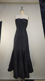 1950s Evening Dress / Black Strapless Dress / Black Taffeta Gown / Formal Dress / Strapless Party Dress / 1950s Strapless / Size Small