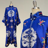 Vintage Bai Hua / Embroidered Chinese Silk Robe / Chinese Embroidered Jacket / Dragon Robe /Chinese / Size Medium - Large