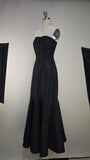 1950s Evening Dress / Black Strapless Dress / Black Taffeta Gown / Formal Dress / Strapless Party Dress / 1950s Strapless / Size Small