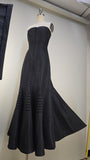 1950s Evening Dress / Black Strapless Dress / Black Taffeta Gown / Formal Dress / Strapless Party Dress / 1950s Strapless / Size Small