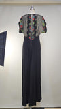 1930s Gown / Lamè Evening Gown / 1930s Dress / Hand Painted Dress / Metallic Embroidery / Size Large