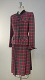 1950s Plaid Suit / 1950s Suit / Women's Suit / Red Plaid Suit / Size Small