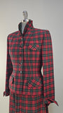 1950s Plaid Suit / 1950s Suit / Women's Suit / Red Plaid Suit / Size Small