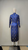 Vintage Vietnamese Ao -Dai / Royal Blue Tunic and Pants / Blue Brocade Dress / Size Small