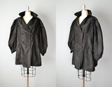 Victorian Black Silk Taffeta Double Breasted Jacket // Large