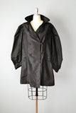Victorian Black Silk Taffeta Double Breasted Jacket // Large