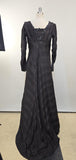 Victorian Dress / 1800s Dress / Dress with Train / Victorian Black Silk Dress with Sequins & Jet Beads / Size Medium