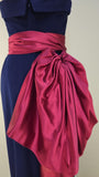 Rare 1950s Gown / Karen Stark for Harvey Berin / 1950s Strapless / Blue Wool Gown w/ Fuchsia Satin Sash / 1950s Evening Gown / Size Small