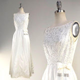 1960s Gown / Beaded White Evening Dress / Alternative Bridal Gown / Size Small