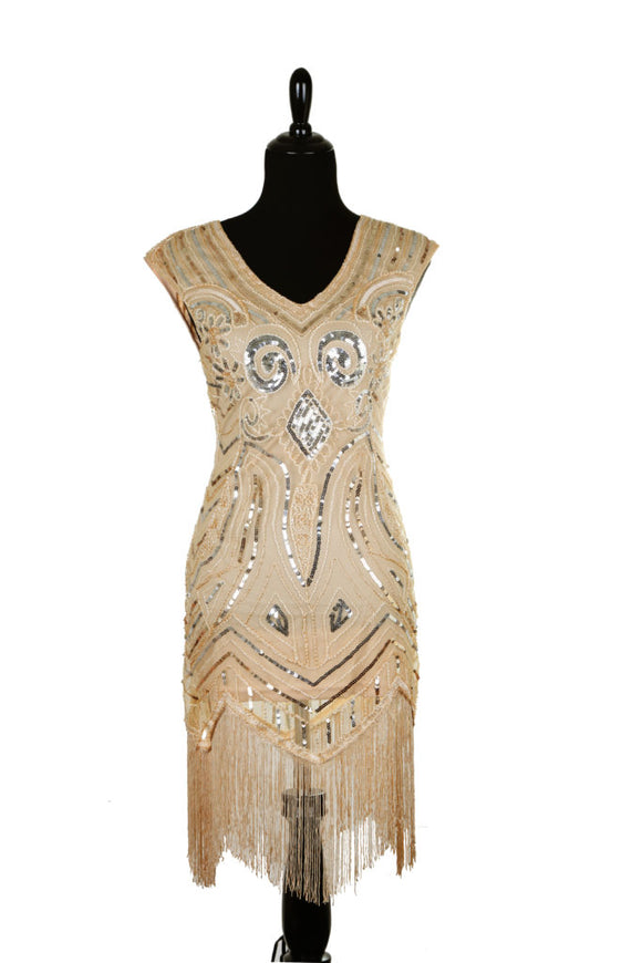 Beige Flapper Beaded Dress Off Broadway Vintage & Costumes Beige Flapper Beaded Dress Off Broadway Vintage & Costumes