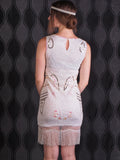 White Beaded and Sequined Flapper Dress
