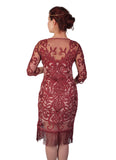 Burgundy Beaded Flapper Dress