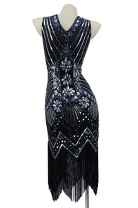 Black Beaded Art Deco Flapper Dress