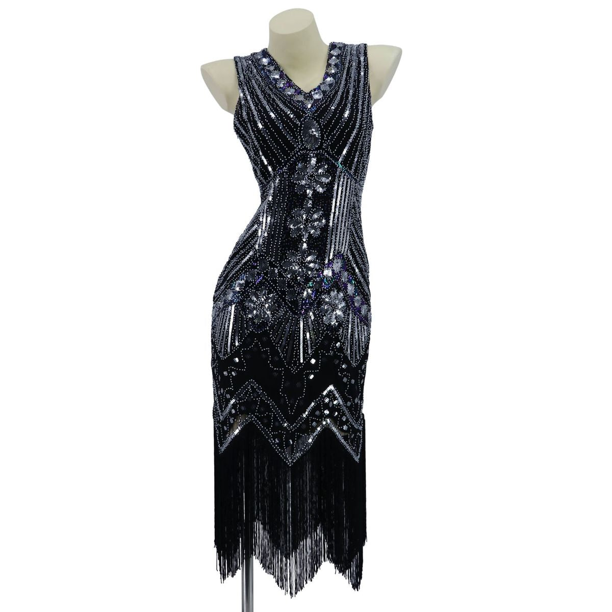 Black Beaded Art Deco Flapper Dress Off Broadway Vintage & Costumes Black Beaded Art Deco Flapper Dress Off Broadway Vintage & Costumes