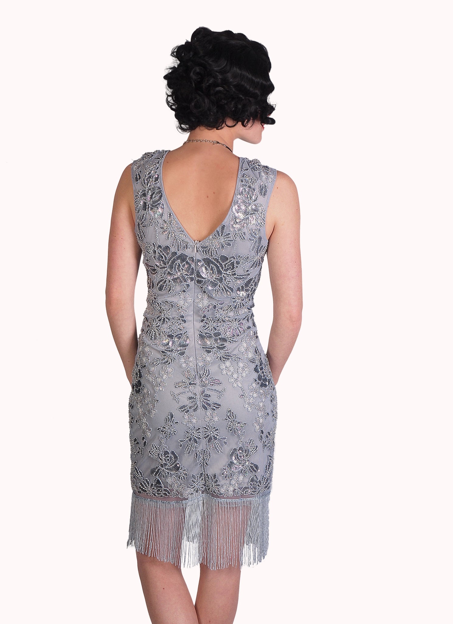 silver sequin flapper dress Elegant Silver Flapper Dress For Party