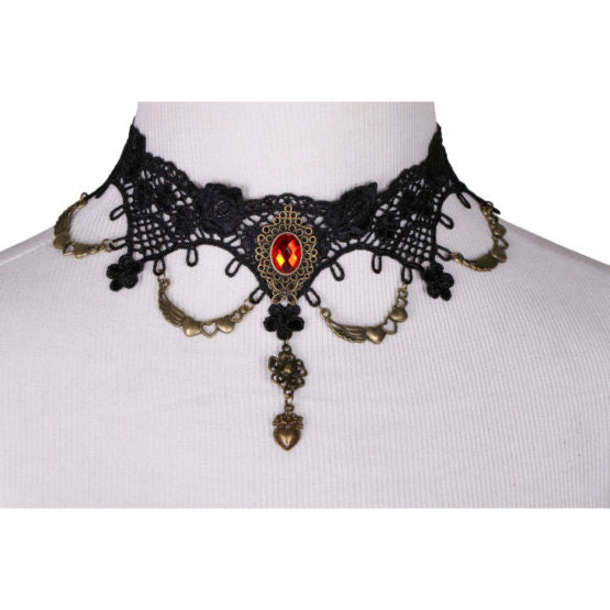 Lace Choker Necklace With Cameo