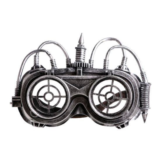 Silver Steampunk Flip Goggles With Wires