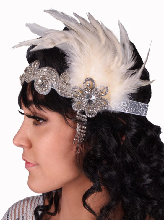 Silver Jeweled Flapped Headband