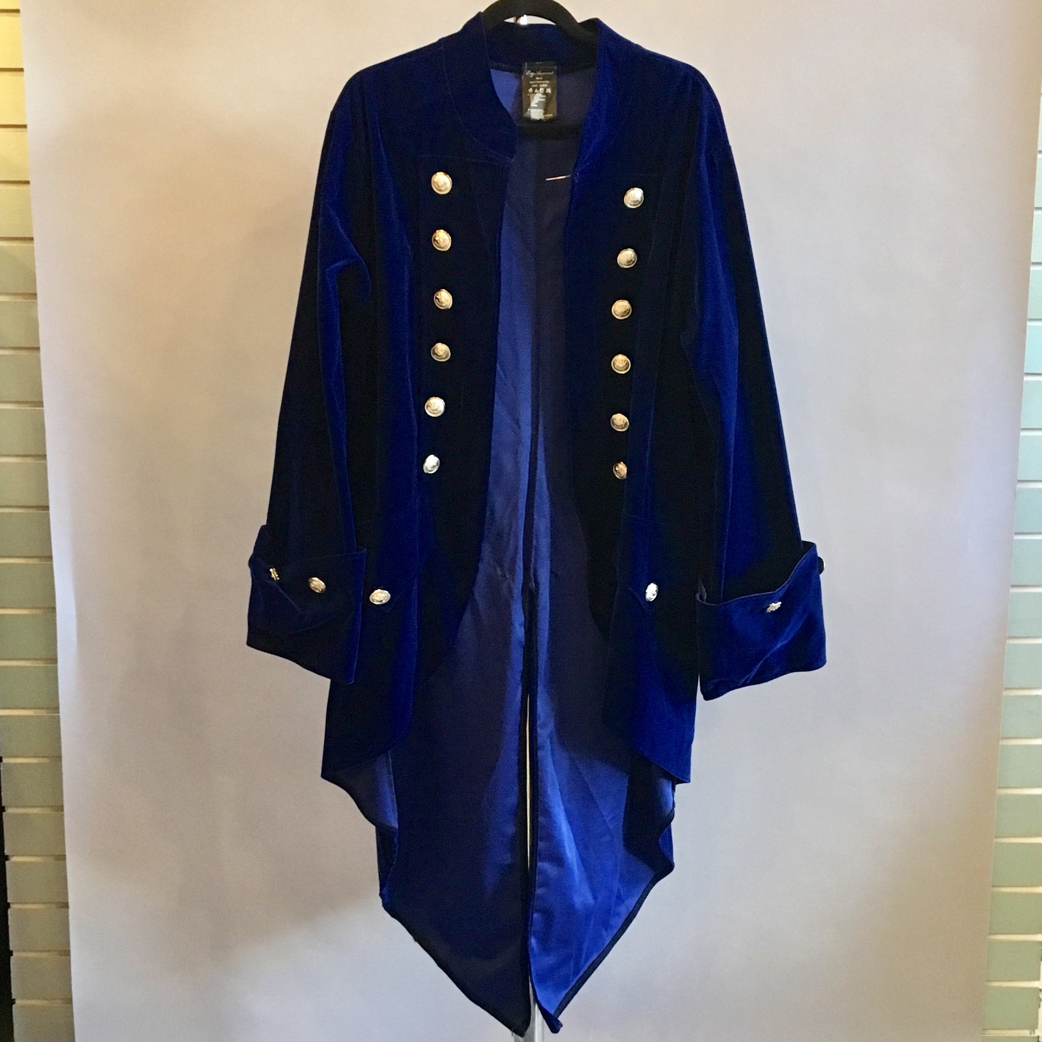 Long Blue Velvet Tailcoat Off Broadway Vintage & Costumes